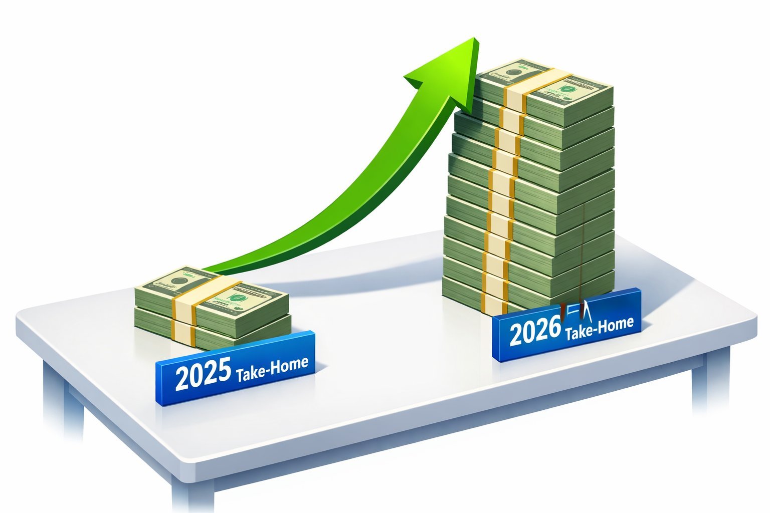 Graph showing SALT cap increase to $40,400 dollars for high tax states resulting in higher take-home pay in 2026